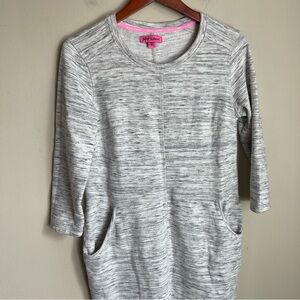 Betsey Johnson Terry Knit Sweatshirt Dress‎ Heathered Grey Size Small